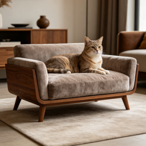 CloudHarbor Walnut Pet Sofa